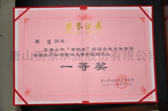 個(gè)人獲獎證書